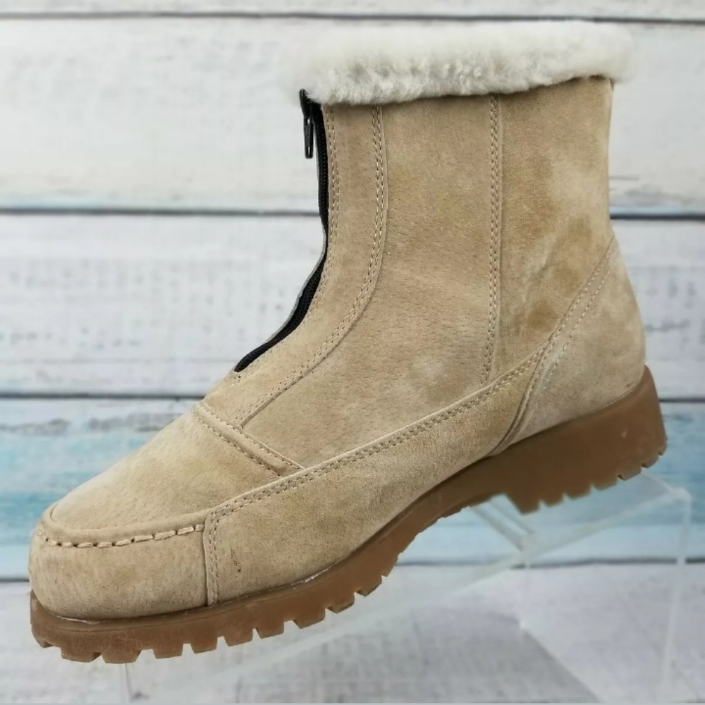 Propet Women's Tan Suede Side Zip Ankle Boots 9 - Picture 2 of 7